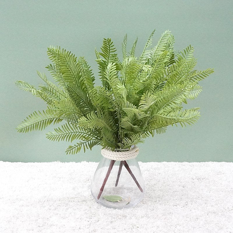 Realistic Greenery 6-Pronged Faux Fern Leaves – Soft Plastic Artificial Grass Floral Accessories for Stunning Plant Wall Decorations B3602