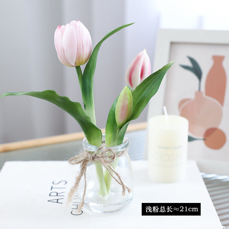 Realistic Faux Tulip Potted Plant - Fresh and Lively Home and Outdoor Décor, Perfect for Lasting Beauty with Soft Rubber Tulips