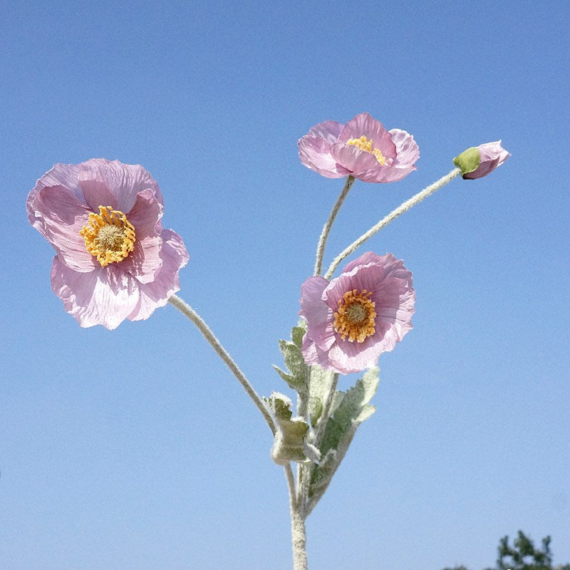 Lifelike 4-Head Faux Flower Mini Poppies – Perfect Decorative Floral Arrangement for Weddings, Home Decor, and Indoor Spaces