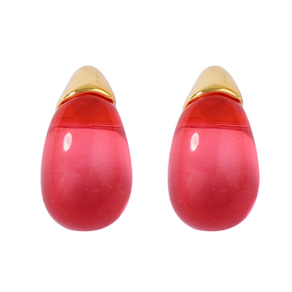 Stylish Minimalist Transparent Multi-Color Resin Water Drop Earrings for Women - Chic, Unique Design with High-End Feel