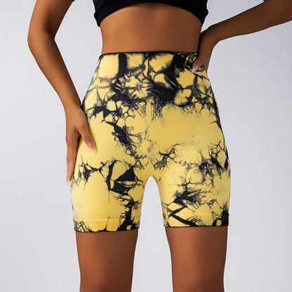 High Performance Tie Dye Yoga Shorts for Women Breathable Stretchy and for Running and Workout with Lifted Butt Design