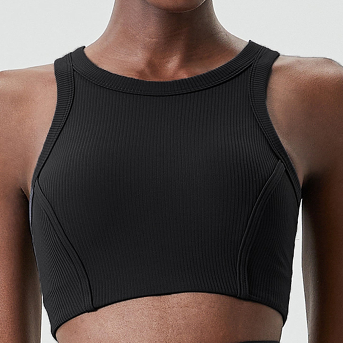 High Collar Leaf Pattern Sports Bra for Women Long Length Shock Absorbing Yoga and Fitness Tank Top Ideal for Running and Workout