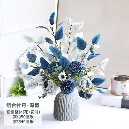 Elegant Faux Flower Arrangement - Lifelike Decorative Piece for Living Room | Luxurious Home Décor in Mediterranean Style