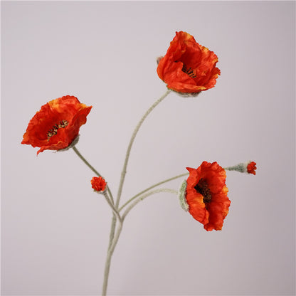 Elegant Faux Poppy Flower Arrangement for Home Decor – Perfect for Living Room, Dining Table, and Showcase Vases, Enhance Your Space with Lifelike Artificial Blooms