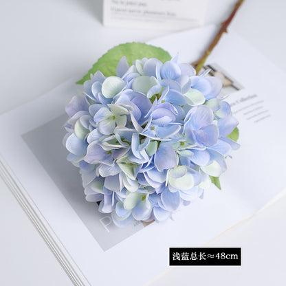 Single Stem Silk Fabric Hydrangea Flower - High-Quality Artificial Floral Decor for Home, Weddings, and Photography Props