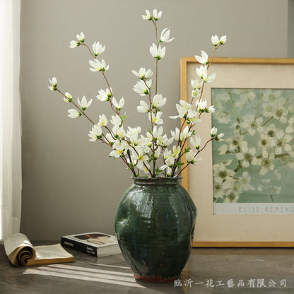 Realistic Miniature Magnolia Artificial Flowers for Living Room Decor - Perfect Floral Arrangements for Hotels and Vacation Rentals