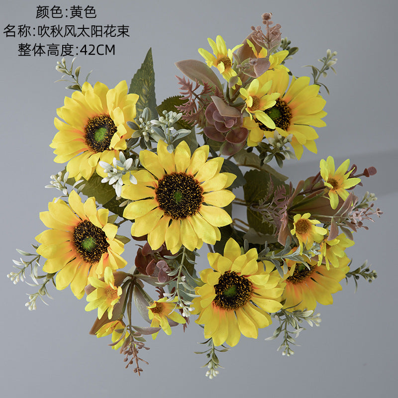 Vibrant Sunflower Bouquet with Faux Greenery - Perfect for Weddings and Fall Décor - CL06001