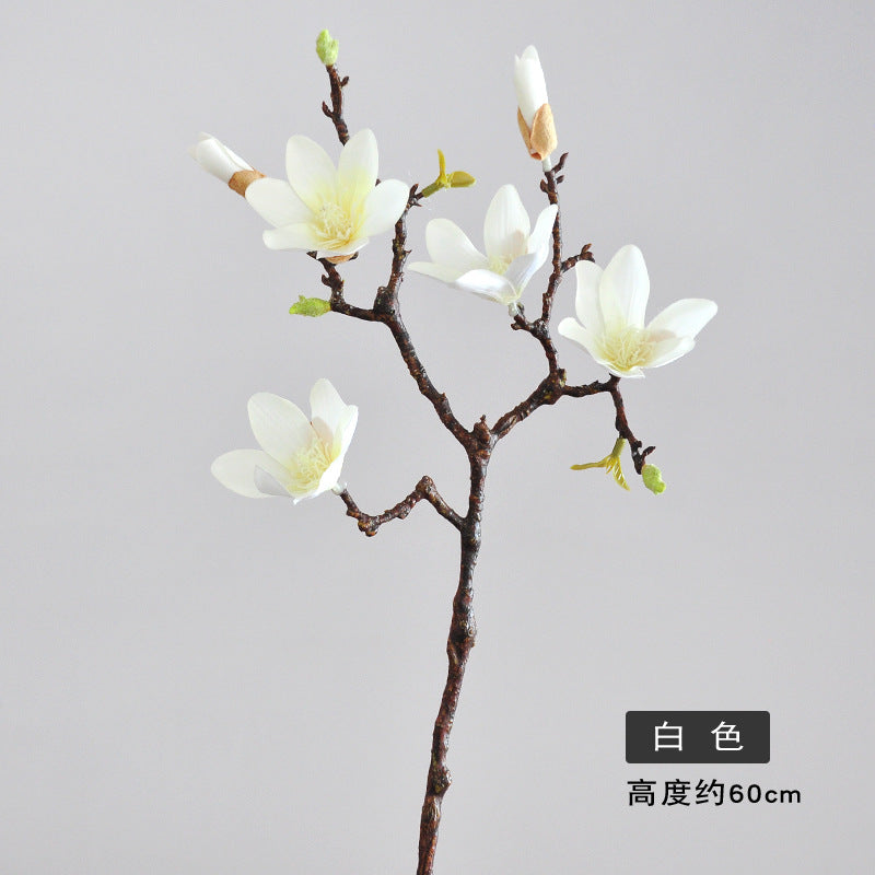 4-Head Realistic Magnolia Silk Flower - Lifelike 3D Feel for Home Décor and Wedding Decor - Perfect for Elegant Arrangements