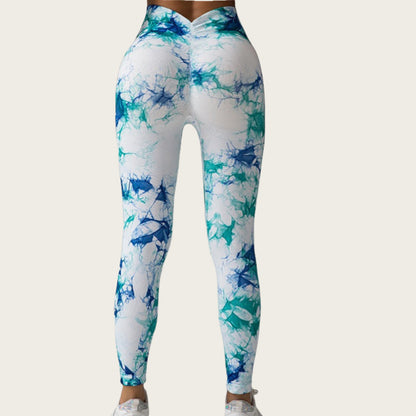 High Waisted Tie Dye Yoga Leggings for Women Butt Lifting Form Fitting Fitness Pants for Outdoor Activities and Training