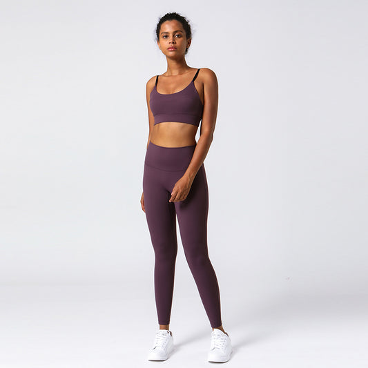 High Waisted Women's Yoga Set No Show Seam Comfortable Fitness Outfit for Yoga Running and Workout Enthusiasts