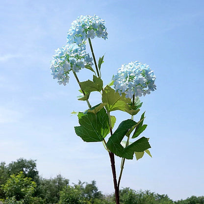 Elegant Nordic Home Décor: Realistic Hydrangea Faux Flowers - Triple Bloom Snowball Arrangement for Dining Room, Weddings, and Soft Furnishings