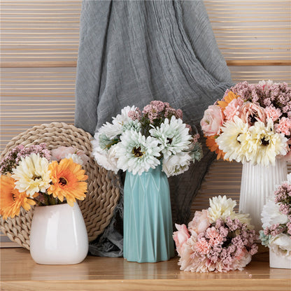 Lifelike Faux African Daisy Flower Bouquet - Elegant Artificial Floral Arrangement in Soft Pink and White, Perfect for Home Decor and Living Room Centerpieces