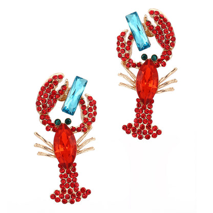 Stunning Rhinestone-Embellished Lobster Earrings - Chic, Bold, and Trendy Statement Jewelry for Every Occasion