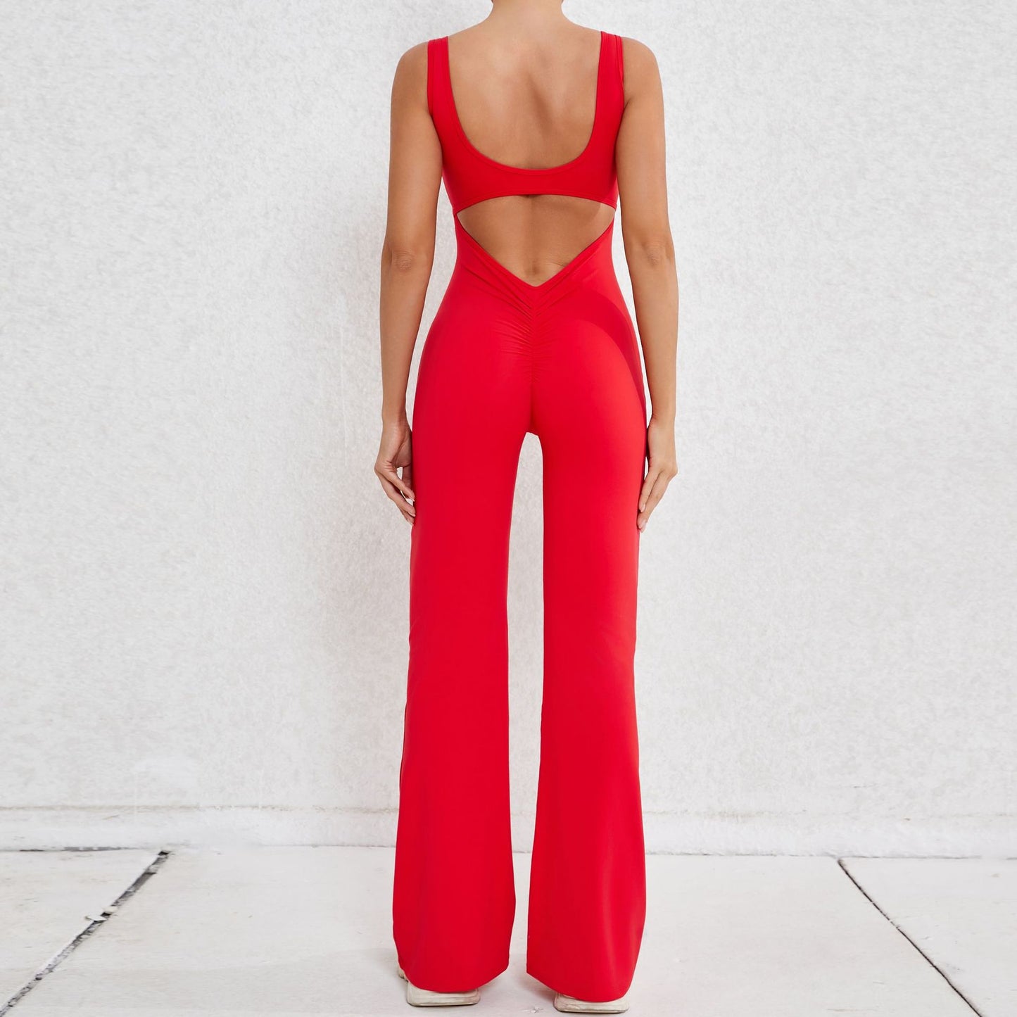 Chic High Waisted Yoga Jumpsuit with Beautiful Cut Out Back Design for Peachy Enhancement and Performance During Workouts