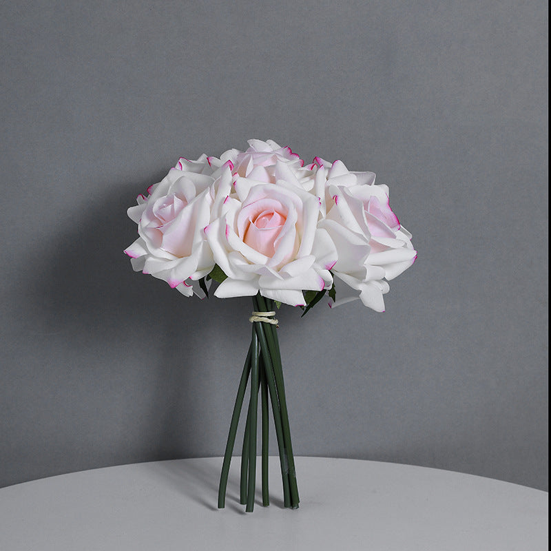 Luxurious 5-Head Silk Rose Flower Arrangement - Realistic Touch, Perfect for Home Décor, Living Room Accent, and Indoor Display