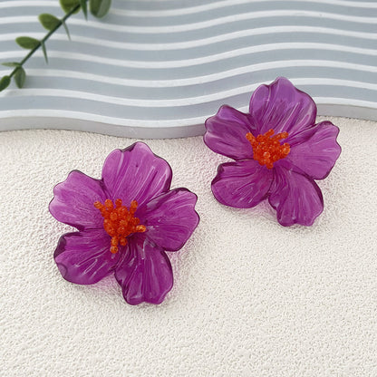 Exaggerated Personality Acrylic Transparent Flower Stud Earrings - Versatile Style for Chic Street Photography and Everyday Elegance