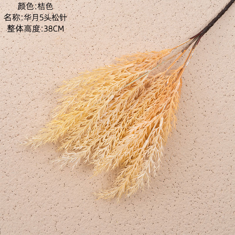 Elegant 5-Head Artificial Pine Needle Greenery for Weddings – Stylish INS-Inspired Faux Floral Decor (Model MW53002)