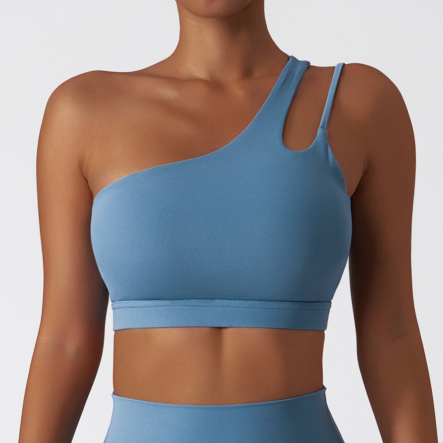 Asymmetrical One Shoulder Yoga Sports Bra with Stunning Back Design Adjustable Strap Running Fitness Tank Top for Comfort and Style Model 6425