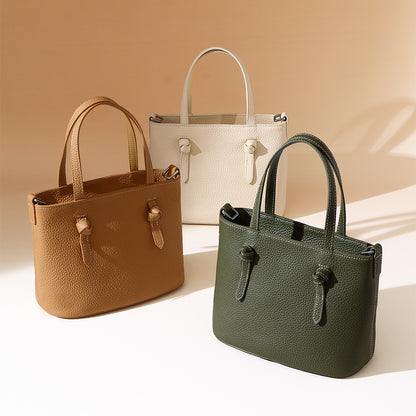 Japanese Style Luxury Women's Crossbody Bag Chic and Minimalist Genuine Leather Bucket Bag for Spring Summer Blend of Class and Practicality