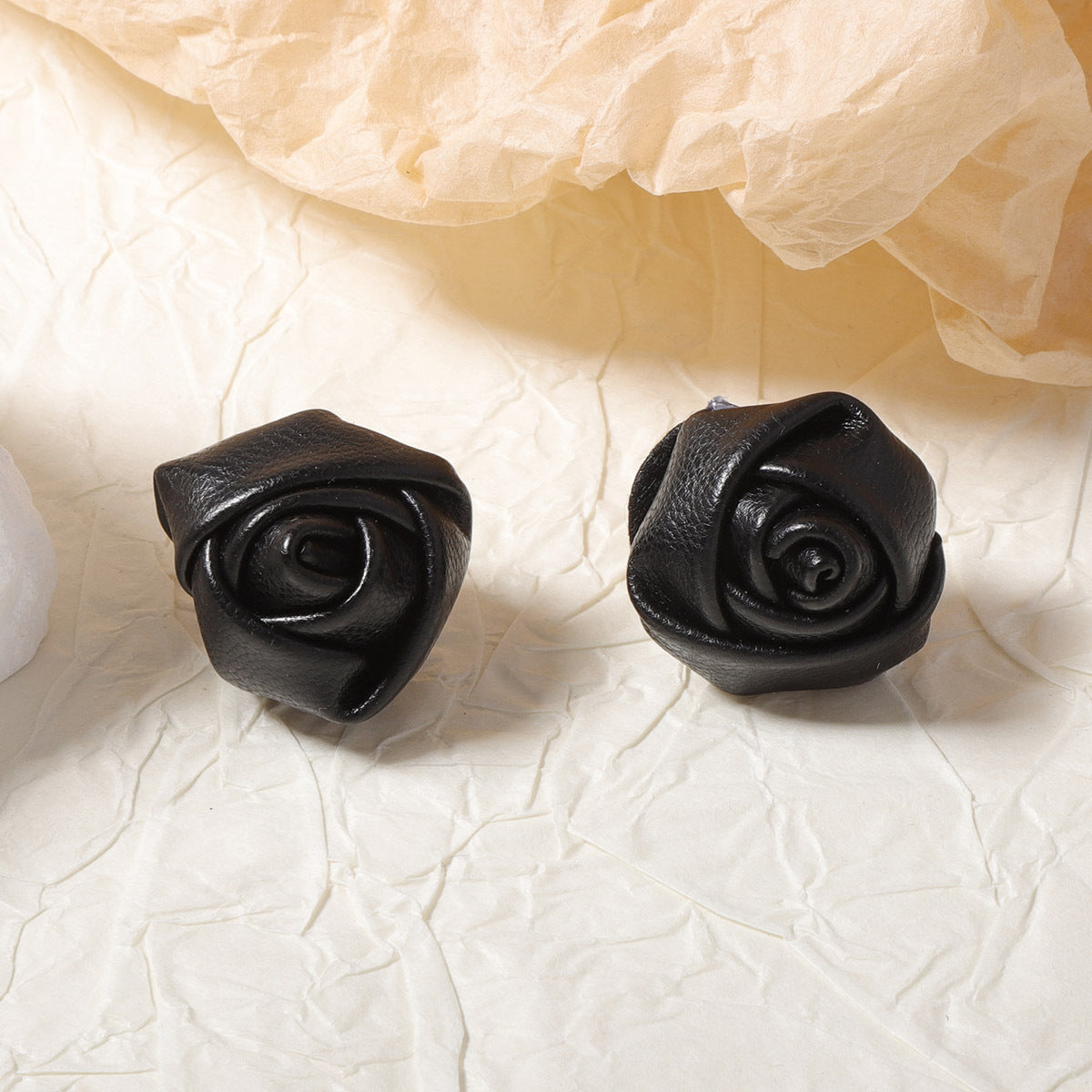 Chic French-Inspired Valentine's Day Leather Rosebud Earrings – Perfect for Winter, Available in Two Stunning Colors, Effortlessly Stylish and Versatile for Every Woman