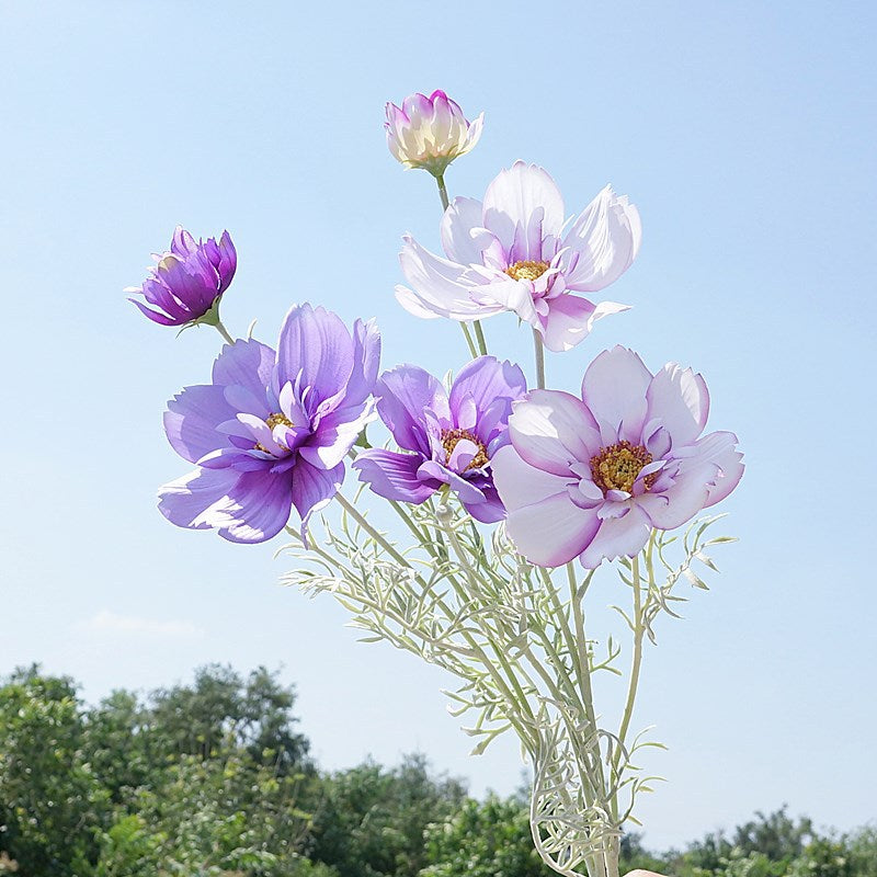 Stunning Artificial Queen Cosmos Flower - Single Stem Decorative Floral Arrangement for Home, Weddings, and Events - Perfect for Soft Decor and Stylish Embellishments