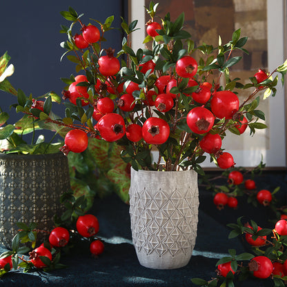 Realistic Pomegranate Decorative 6-Fruit Bunch with Leaves - Ideal for Home Decor, Photography Props, and Lifelong Floral Arrangements