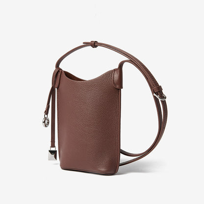 Genuine Leather Smartphone Bag Korean Inspired Mini Crossbody Bag for Fashion Forward Individuals