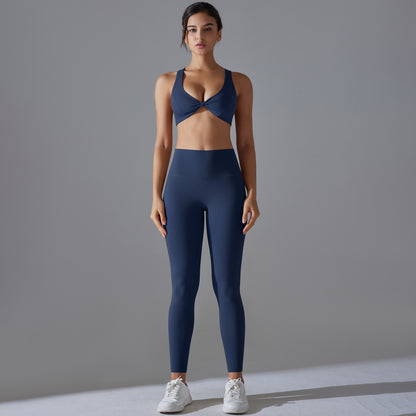 Low Back Yoga Bra and Leggings Set No Underwear Needed for Running Fitness Everyday Wear