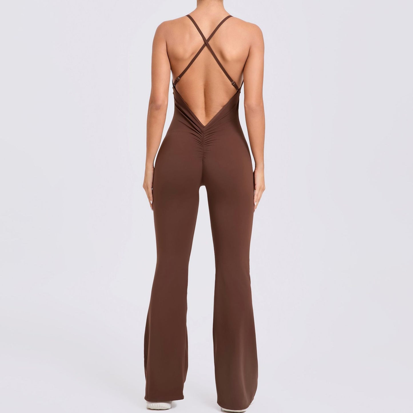 Adjustable Shoulder Strap Flare Yoga Jumpsuit Hollow Out Design for Enhanced Lift and Support for Fitness Enthusiasts