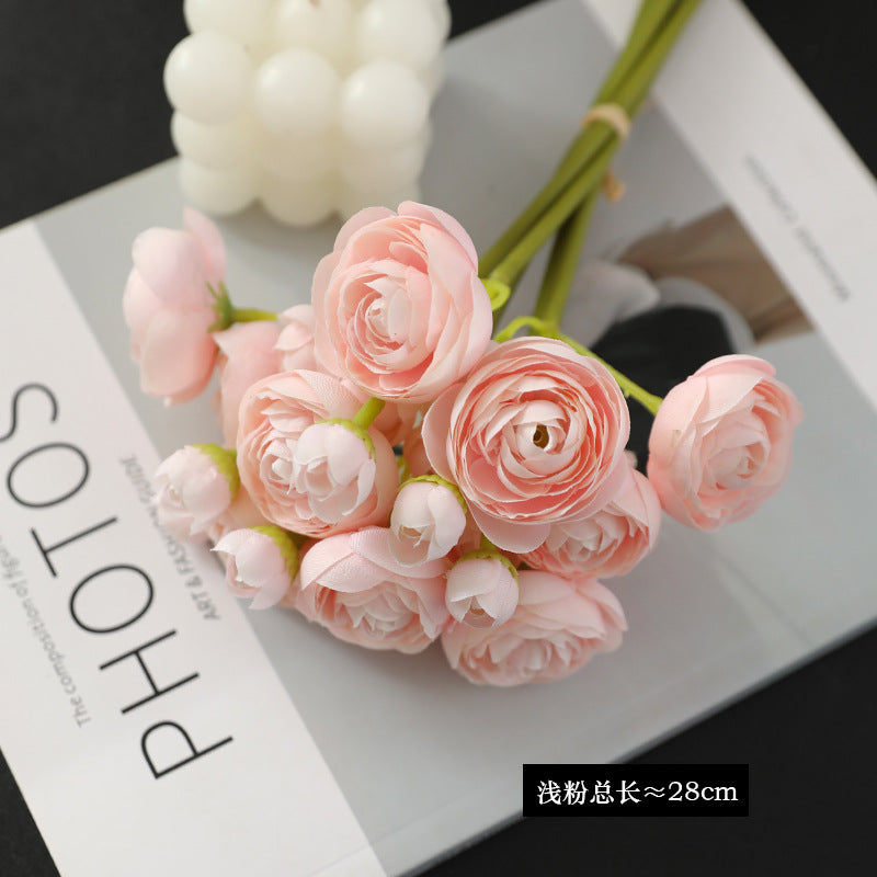 Elegant 6-Stem Artificial Tea Rose and Camellia Flower Bouquet - Perfect Decorative Arrangement for Living Room and Home Vase