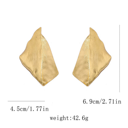 Trendy Vintage-Inspired Geometric Textured Metal Earrings - Bold and Unique Statement Studs for Any Occasion