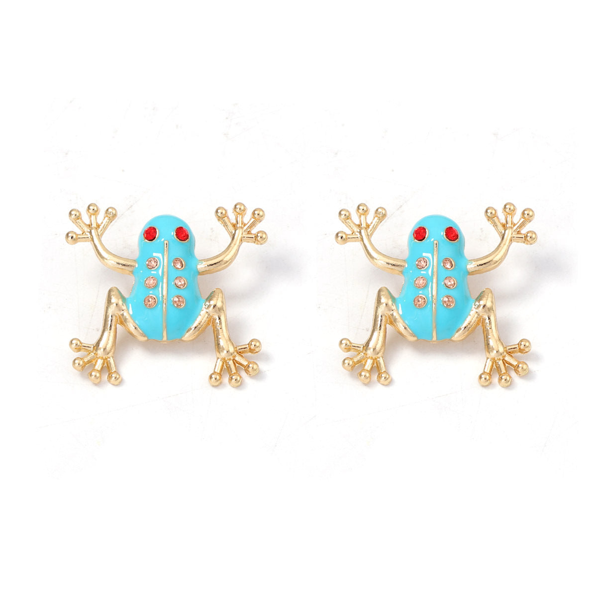 Stylish and Unique Alloy Frog Ear Studs with Micro-Inlaid Zircon Stones – Chic Accessories for Women