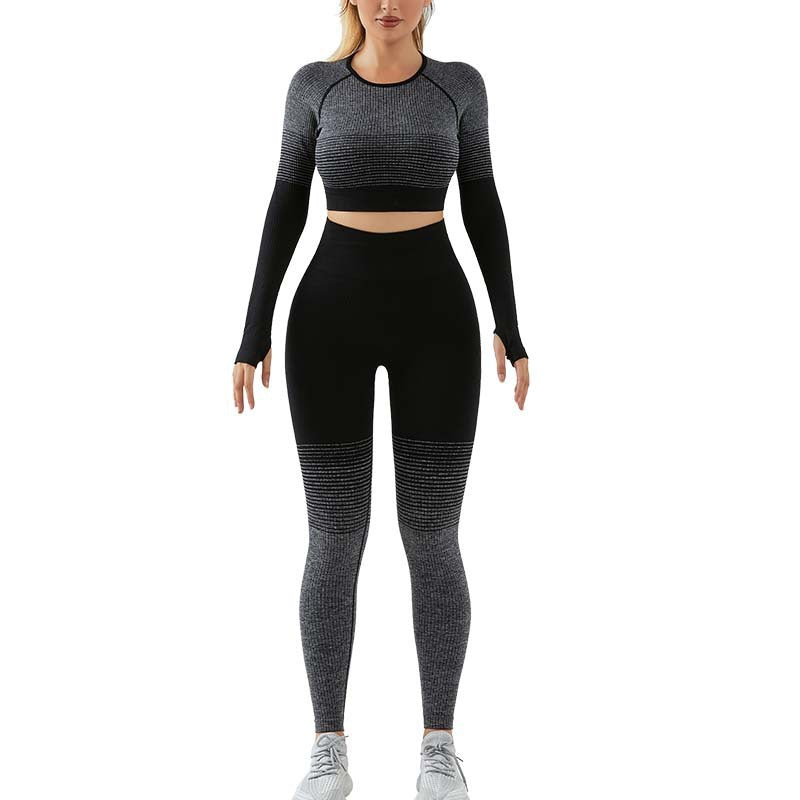 High Performance Women's Outdoor Yoga Set Long Sleeve Top and Full Length Pants for Autumn and Winter Workouts Quick Drying Breathable and Stretchy Fitness Gear