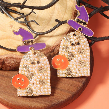 Adorable Ghost Earrings with Hats – Creative, Spooky, and Trendy Design for Halloween Enthusiasts – Must-Have for Unique Accessories!