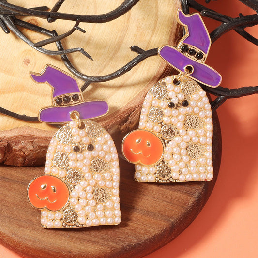 Adorable Ghost Earrings with Hats – Creative, Spooky, and Trendy Design for Halloween Enthusiasts – Must-Have for Unique Accessories!