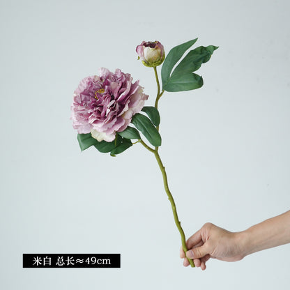 Elegant European-Style Home Décor: Realistic Artificial Peony Flowers with Two Elegant Heads for Living Room and Entryway Display