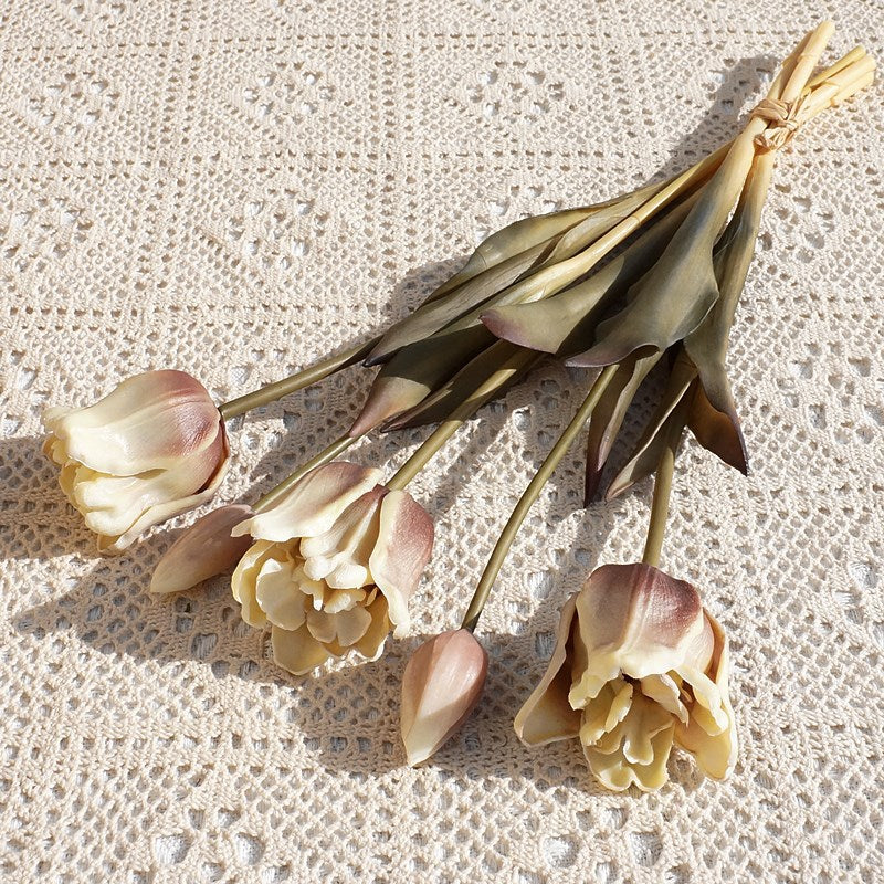 Realistic Soft Silicone Tulip Flowers - Baroque Style Faux Florals for Home Decor, Weddings, and Photography Backdrops