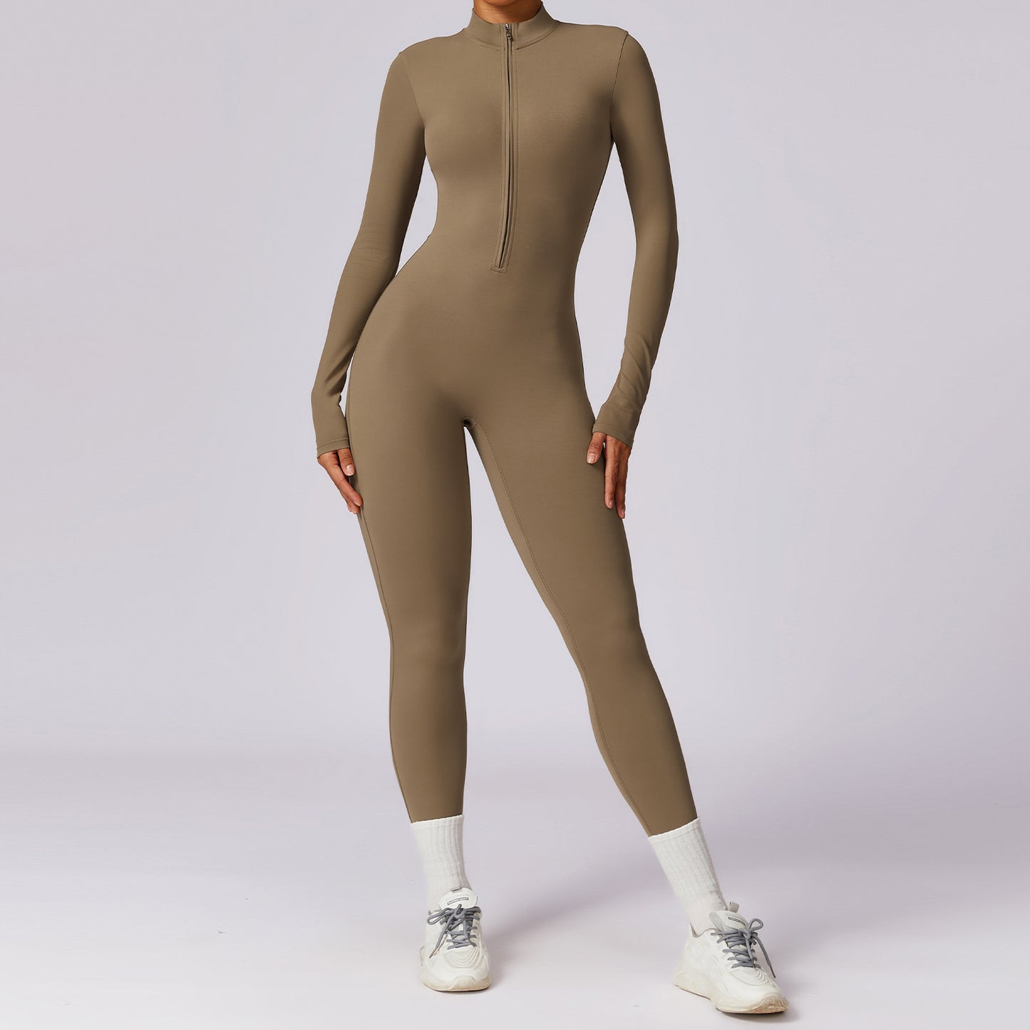 High Performance Zip Up Long Sleeve Yoga Bodysuit for Intense Workouts Functional Gymwear 8306