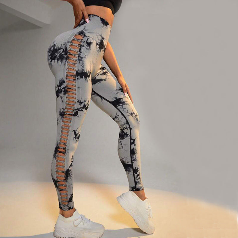 Seamless Tie Dye High Waisted Yoga Leggings for Women with Side Cutouts Gradient Design for Enhanced Lift and Comfort in Outdoor Fitness and Workouts