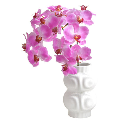 Realistic Silk Orchid Arrangement – 8-Headed Water-Infused Moisture-Lock Butterfly Orchid Decor for Home and Living Room Soft Furnishings