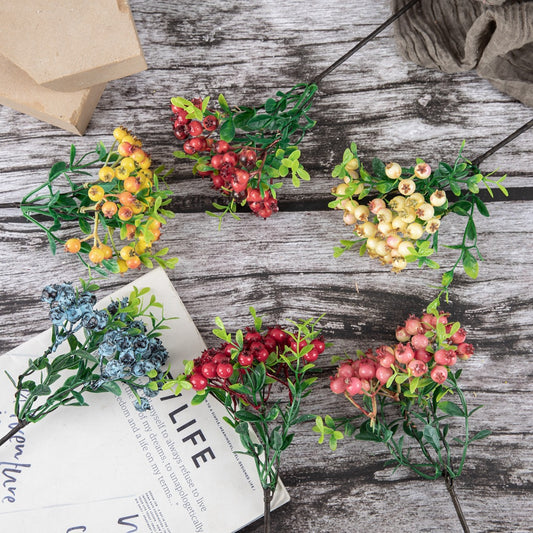 Stunning Christmas Berry Bean Stem Faux Flowers for Home Décor | Elegant Wedding Handheld Bouquets & Aisle Decorations |  Quality Fake Floral Arrangements - MW74411