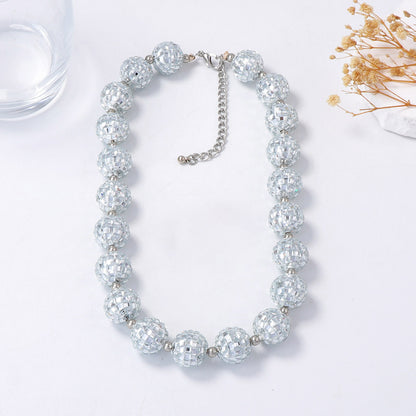 Chic Minimalist Light Luxury Beaded Disco Ball Necklace - Versatile Statement Piece for Effortless Everyday Glamour