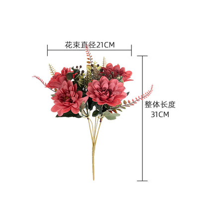 Stunning Foggy Coral Dahlia Faux Flowers for Home Decor - Perfect for Weddings & Events - INS-Style Artificial Blooms MW95003