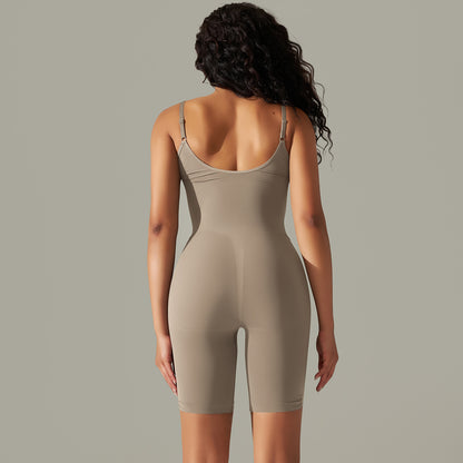 High Stretch Seamless Yoga Bodysuit with Adjustable Straps for Support and Lift Sculpting Shaping Bodywear that Tones and Enhances Your Curves