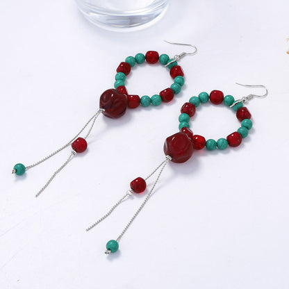 Bohemian Chic Geometric Beaded Statement Long Tassel Earrings - Elevate Your Style with Unique High-Quality Ear Accessories for Women