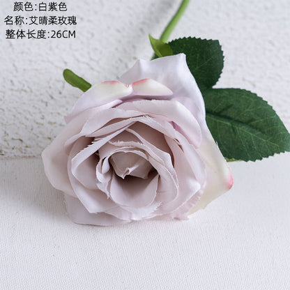 Elegant AI Qinger Single Stem Artificial Rose - Perfect for Home Decor, Weddings, and Gifts - Lifelike Greenery Ornament PJ1001