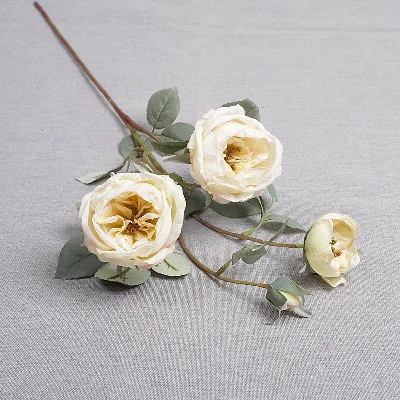 Realistic Faux Rose Single Stem with Burnt Edges – Perfect for Rustic Wedding Décor and Home Styling