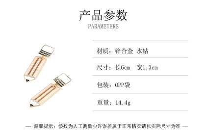 Trendy Back-to-School Creative Colorful Alloy Diamond-Encrusted Drip Oil Pencil Earrings - Unique & Minimalist Design for School and Everyday Style