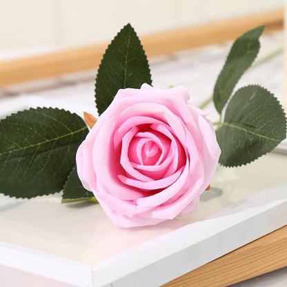 Realistic Velvet Rose Artificial Flower - Single Pearl Rose for Valentine's Day, Weddings, and Home Decor - Elegant Faux Floral Arrangement for Lasting Beauty