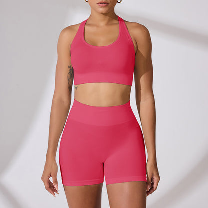 High Waisted Peach Butt Yoga Shorts and Bra Set for Outdoor Sports Comfortable Fit and Flattering Design